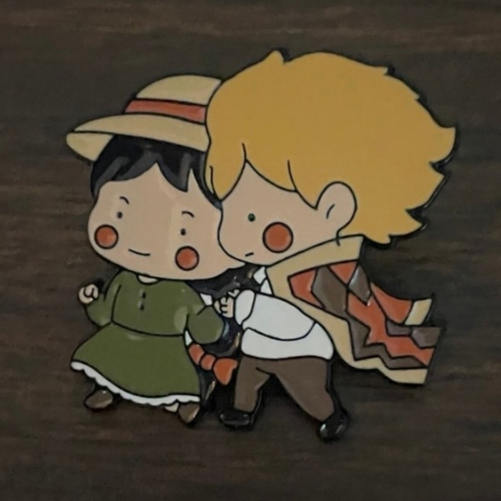 Charming Enamel Pin with Two Characters Anime Manga Studio Ghibli Howls Moving C